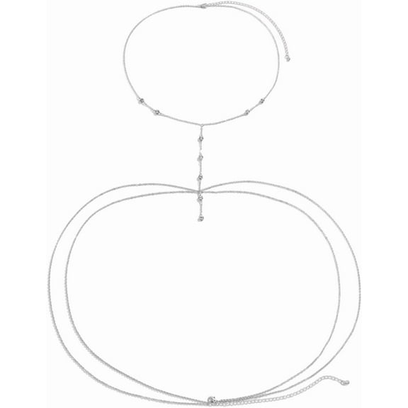 Alloy Crystal Rhinestone Sexy Layered Body Chains Bikini Body Chain Jewelry for Women Platinum 560~900mm
