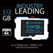 Amplim 512GB Micro SD Card - UHS-I Class 10, A2, U3 High-Speed Memory Card for Android Phone, Camera and 4K Video Recording