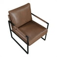 thumbnail image 3 of Xukmct Faux Leather Upholstery Accent Chair with Black Metal Frame, Modern Comfort Armchair for Living Room, Office, Bedrooom, Brown, 3 of 7