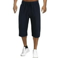 thumbnail image 2 of OSOLU Solid Color Men Linen Capri Pants Baggy Harem Pants Drawstring Yoga Beach Pants Trousers Everyday Comfort Versatile Bottoms, 2 of 3