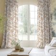 thumbnail image 2 of NICETOWN Linen Curtains Floral Farmhouse Curtains, Peony Patterned Semi Sheer Linen Curtains Light Filtering French Country Window Drapes for Home Office, Yellow, 52"x96", 2 Panels, 2 of 8