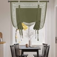 thumbnail image 4 of Olive Green Abstract Art Tie Up Curtains, Geometric Greek Key Country Farm Adjustable Rod Pocket Balloon Curtains Light Blocking Window Treatment for Kitchen Living Room Bedroom, 52 × 45 In, 4 of 9