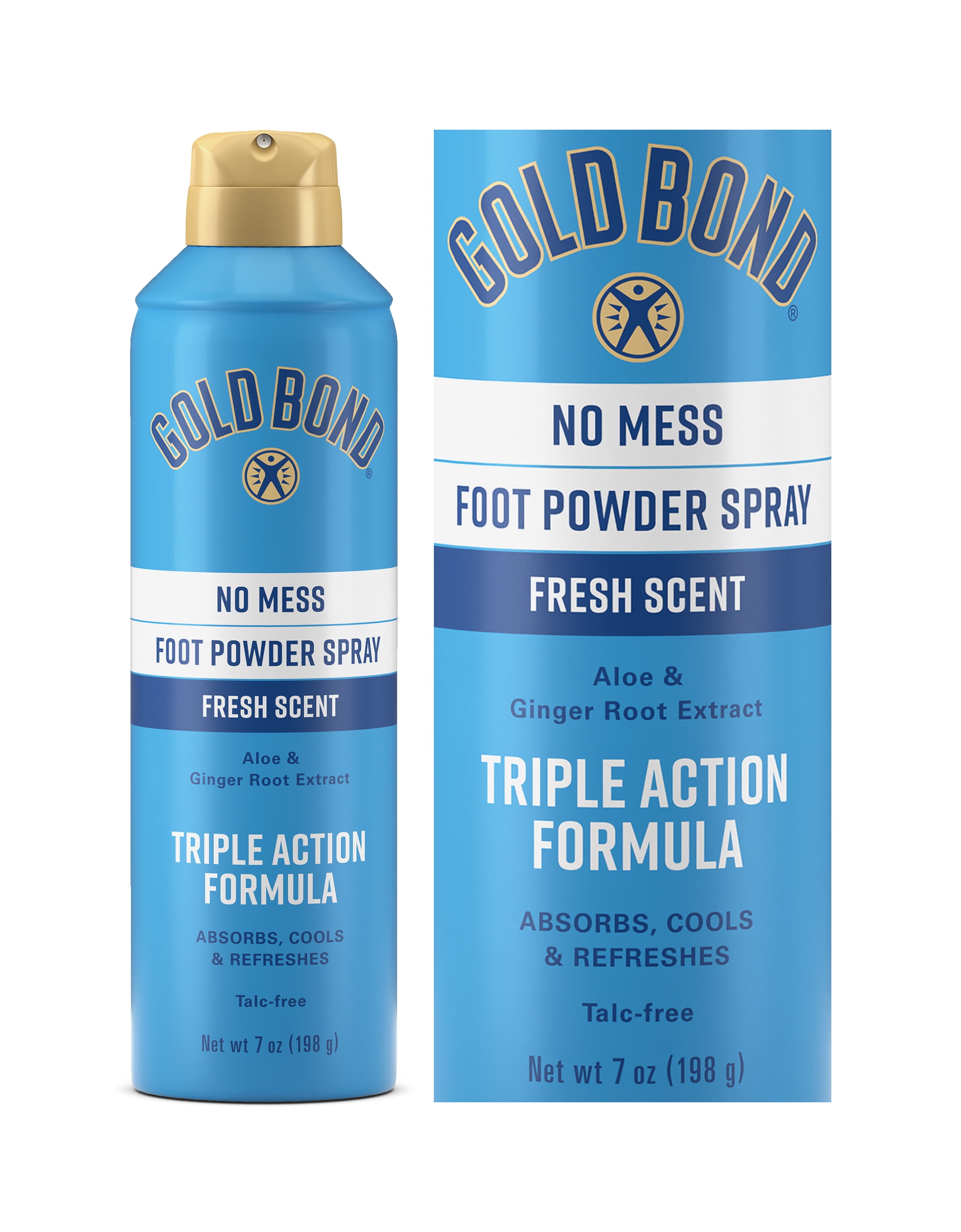 (4 pack) Gold Bond No Mess Talc-Free Foot Powder Spray, 7 oz., Fresh Scent, With a Triple Action Formula