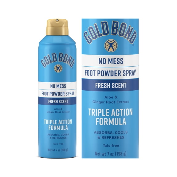 Gold Bond No Mess Talc-Free Foot Powder Spray, 7 oz., Fresh Scent, With a Triple Action Formula