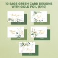 thumbnail image 4 of Paquete de 100 tarjetas de agradecimiento con lámina dorada, color verde salvia, 15 x 10 cm, para decorar, 4 of 9