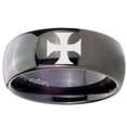 thumbnail image 2 of Tungsten Maltese Cross 8mm Glossy Black Polished Dome Men Ring, 2 of 2