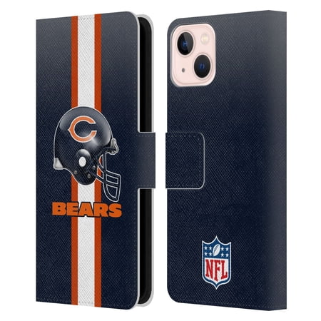 Head Case Designs NFL Chicago Bears Logo Helmet Leather Book Wallet Case Cover For Apple iPhone 13