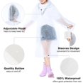 thumbnail image 4 of Poncho de Pluie Portable pour Enfants - Imperméable Réutilisable avec Capuches et Manches, Design Léger, 2 Pack en Blanc, 4 of 4