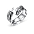 thumbnail image 3 of Anillo de plumas para hombre, acero titanio banda joyería hombres inoxidable Anillos apertura punk dedo Vintage Pluma EOTVIA  No, 3 of 6