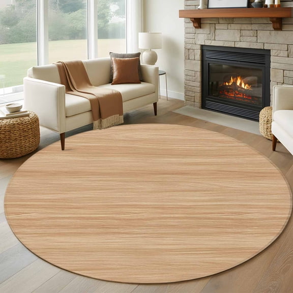 Round Rugs 6Ft, Brown Wood Grain Round Area Rug Washable Indoor Throw Carpet, Retro Western Farmhouse Wooden Board Soft Non Slip Circle Rug for Office Cabinet Home Decor Aesthetic