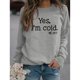 thumbnail image 2 of Sudadera con Cuello Redondo para Mujer Sudadera de Manga Larga Estampada Transpirable y Agradable para la Piel para Las Compras Diarias Fuente Gris Negro S, 2 of 5
