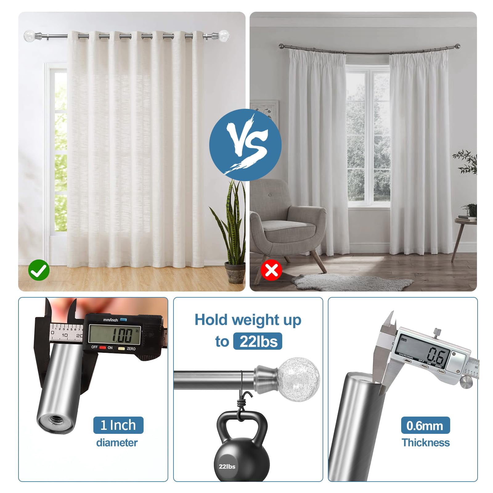 Urbanest Crackle Single Curtain Rod and Hardware Set