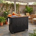 thumbnail image 2 of Homy Casa Farmhouse Kitchen Island with Drop Leaf, Power Outlet, Storage & Wheels, Black, 2 of 8