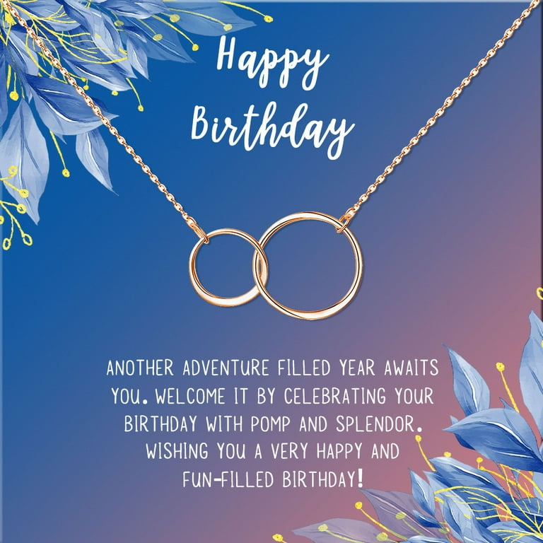 Anavia Happy Birthday Gifts Stainless Steel Fashion Necklace Birthday Card Jewelry Gift for Her, Birthday Gift for Friend-[Rose Gold Infinity Double