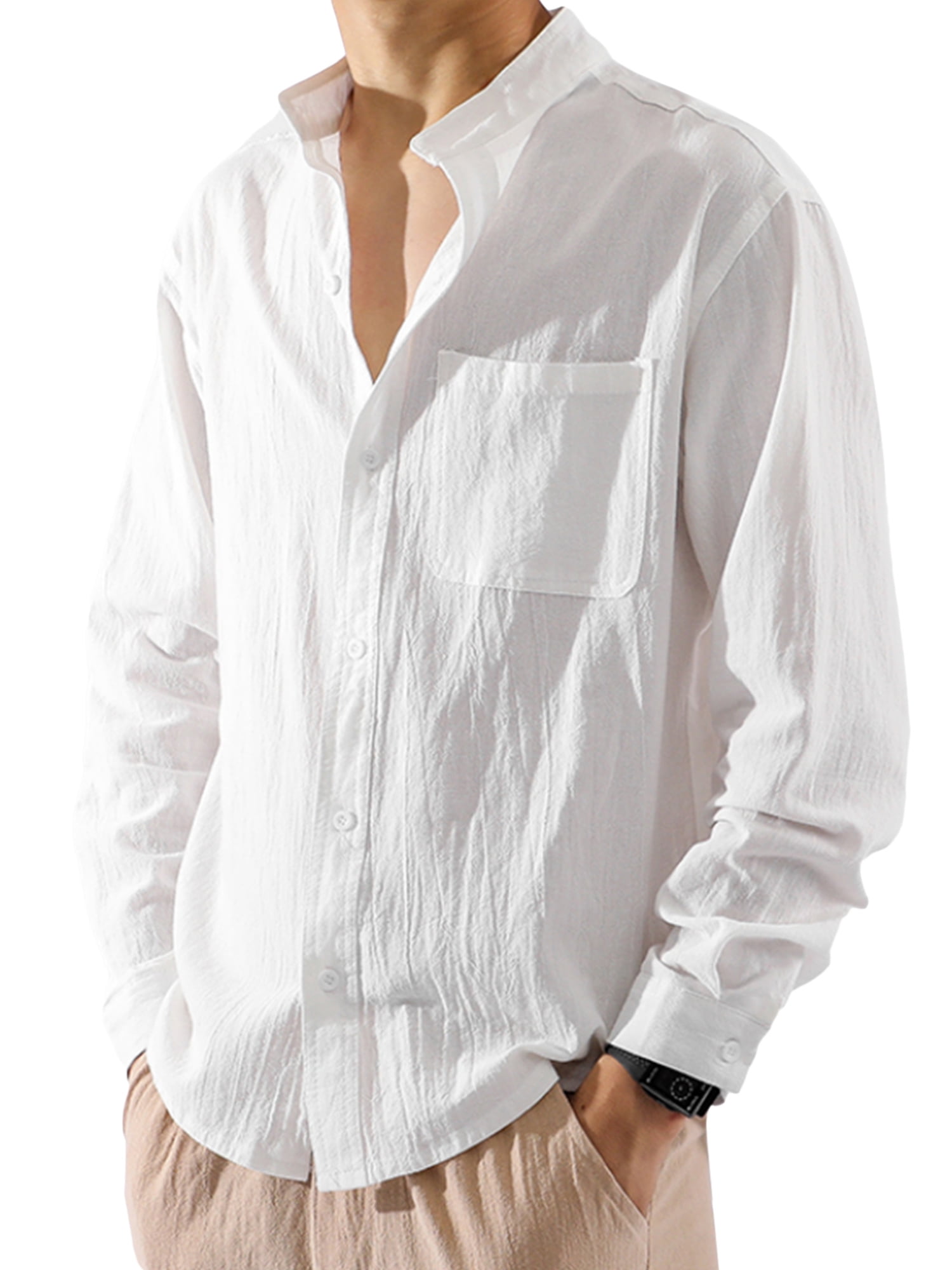 mens gauze button down shirt