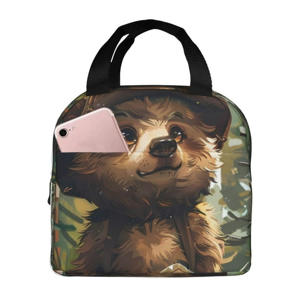 Easygdp Jungle Hat Bear Bolsa Térmica Premium - Tela Oxford Impermeable, Gran Capacidad, Bolsillo Frontal, Unisex para Trabajo, Escuela, Actividades al Aire Libre y Picnics