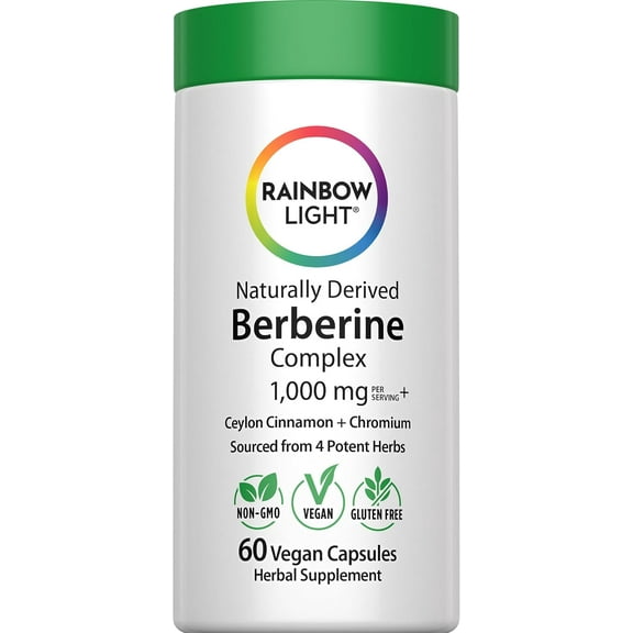 Berberine Supplement | 1,000 mg | 60 Vegan Capsules | by Rainbow Light