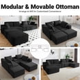 thumbnail image 3 of Vanress 150" Modular Sectional Sofa Couch for Living Room, Corduroy Boneless Sofas, Oversized Modern Cloud Couch, U Shape Couches Deep Seat with USB Ports and Cup Holders, Black, 3 of 10