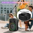 thumbnail image 3 of Portable Bluetooth Speaker with Microphones Rechargeable 8-inch Karaoke Machine with RGB Light Effects Supports USB SD AUX TWS FM Radio for Party Wedding Home KTV, 3 of 9