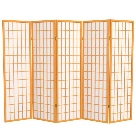 5 ft. Tall Window Pane Shoji Screen - Honey - 5 Panels