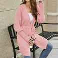 thumbnail image 4 of Women's Long Lantern Sleeve Open Front Cable Knit Loose Cardigan Sweater Solid Color Casual Comfy Fall Outwear with Belt Womens Clothes, 4 of 6