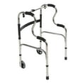 thumbnail image 1 of Marchette pour Personnes Âgées 6 Hauteurs Réglables 4 Pieds en Acier Inoxydable Pliable avec Roues Double Pliage, 1 of 5