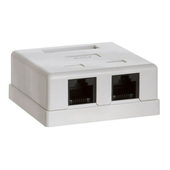 Cmple - 2 Port Cat6 Surface Mount Box, RJ45 Cat6 Dual Port Surface Mount Box for Ethernet Cables, Screws and Double-Side