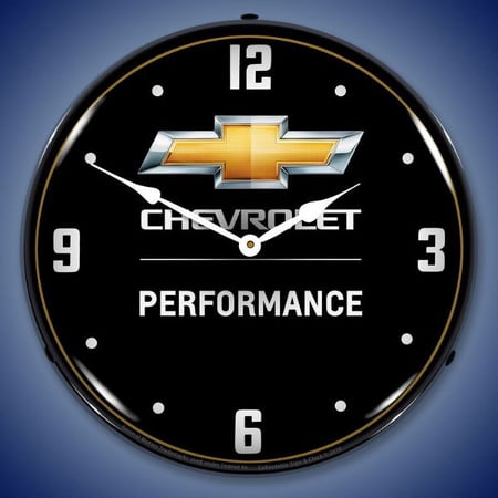 Collectable Sign and Clock Chevrolet Performance 2 LED Lighted Premium Wall Clock