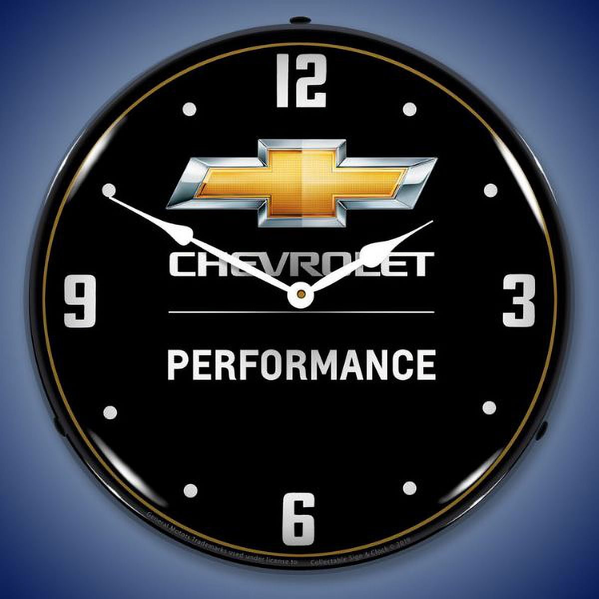 Collectable Sign and Clock Chevrolet Performance 2 LED Lighted Premium Wall Clock