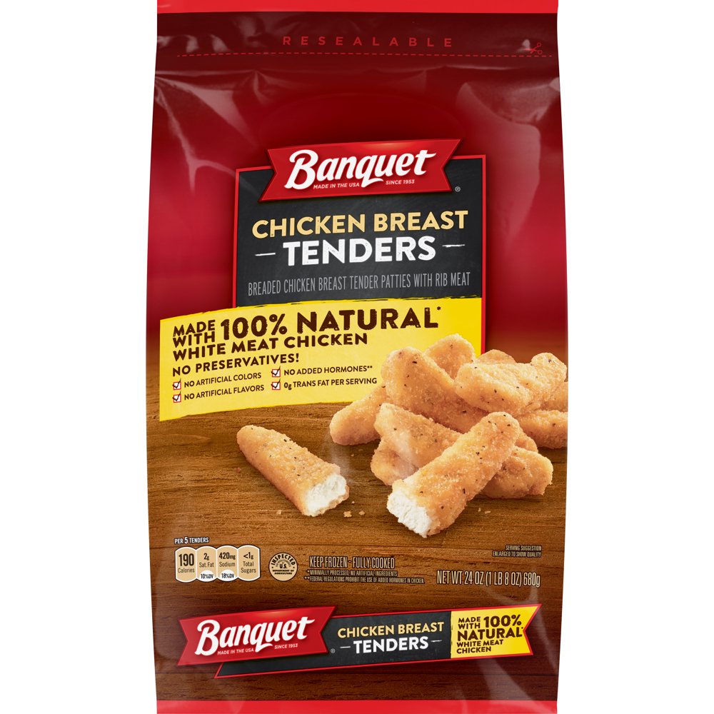 Banquet 100 Natural White Meat Chicken Breast Tenders, 24 Oz Walmart