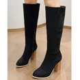 thumbnail image 6 of hopeusnice Women's Knee High Boots Fashion Suede Block Heel Round Toe Over The Knee Boots Chunky Heel Fall Winter Boots Black 38, 6 of 6