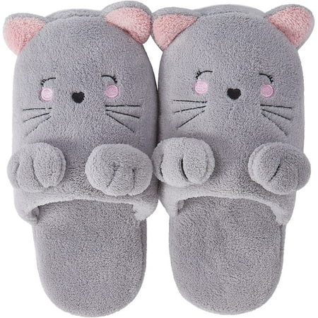 

CoCopeanut Fuzzy Cat Animal Slippers Adorable Non-Slip Fluffy Memory Foam Home Cozy Slipper Gifts for Women Toddler Girls Indoor Outdoor