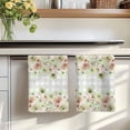 thumbnail image 7 of Green Floral Kitchen Towels Set of 1, Spring Flowers Botanical Gray and White Plaid Absorbent Dish Towels for Kitchen, Microfiber Hand Towel, Quick Drying Tea Towel for Cleaning Decorative Dishcloths, 7 of 7