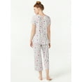 thumbnail image 3 of Joyspun Women's Scallop Trim Top and Capri Pants Sleep Set, 2-Piece, Sizes S to 3X, 3 of 4