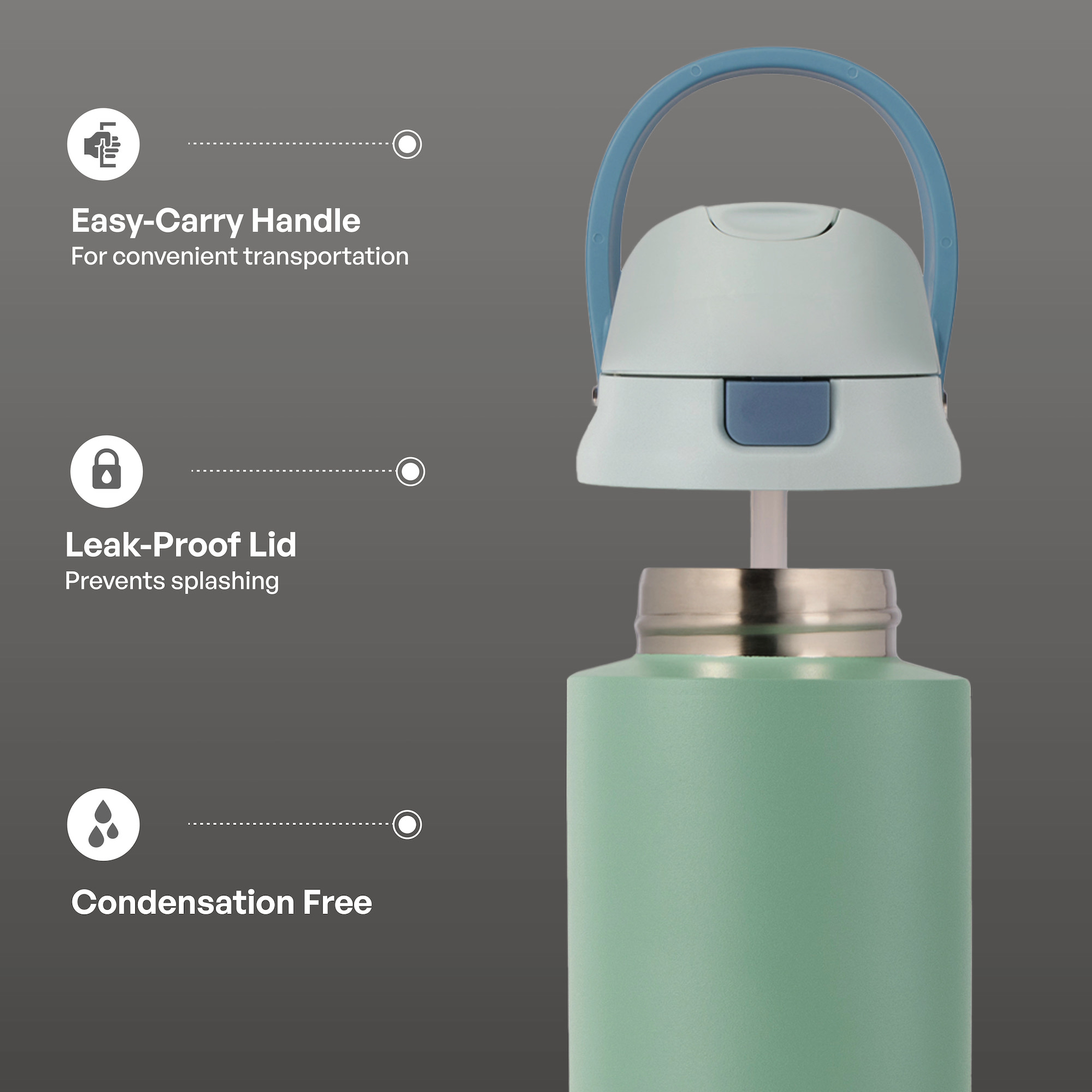 TAL 24oz Stainless Steel 2-in-1 Water Bottle, Sage photo 4