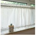 thumbnail image 4 of ZHH Floral Lace Light Filtering Half Kitchen Curtains Rod Pocket Voile Cafe Valance 12"x59"  White, 4 of 5