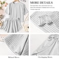 thumbnail image 3 of TEMOFON Women's 2 Piece Striped Lounge Set, Summer Casual Comfy Short Sleeve Top & Matching Shorts Loungewear Set, 3 of 8