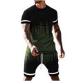 thumbnail image 2 of AOOCHASLIY Mens Sweat Suits Sets Clothes Jogging Suits Casual Round Neck Printing Short Sleeve Blouse and Shorts Pants Two-piece Suit, 2 of 8