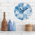thumbnail image 3 of Blue Plaids Rabbits Easter Round Wall Clock Silent Analog Battery Operated Black Pointer Home Decor 9.84" Diameter, 3 of 11