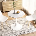 thumbnail image 2 of Table à Manger Ronde Moderne avec Plateau en Marbre Blanc Imprimé, Base en Métal, Table d'Appoint (Marbre Blanc + Octogonal), 2 of 8