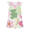 thumbnail image 1 of WERYOUNG Robes Filles Été Décontracté Confortable Dessin Animé Fleur à Carreaux Imprimé Col Rond Manches Volantes Robe de Maison Bébé Polyvalente Robe Ample, Vert Clair, 7-8 Ans, 1 of 2