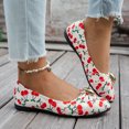 thumbnail image 4 of Women's Cherry Print Ruched Ballet Flat Shoes Low Top Pointed Toe Metal Decora Slip On Casual Walking Dressy Loafers, 4 of 7