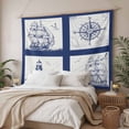 thumbnail image 3 of Nautical Navy Large Tapestry for Bedroom Wall Hanging Tapestry, Blue Lighthouse Boat Compass Ocean Ceiling Backdrop Tapestries Poster Blanket Wall Decor for Teens Room Living Room Dorm 86" x 104", 3 of 8