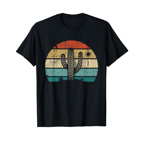 Retro Vintage Saguaro Cactus Cactus Sunset Opuntia Cactaceae T-Shirt