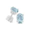 thumbnail image 2 of TimeLess Classics Oval Shape Aquamarine Stud Earrings in 14K White Gold - 5x3MM, 2 of 5