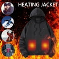 thumbnail image 2 of Heated Sweatshirt Unisex USB Heated Hoodie with 3/7 Heating Levels Men Women Heated Jacket USB Rechargeable Heated Body Warmer Thermal Tops Heated Clothing for Running Hiking, 2 of 7