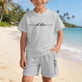 thumbnail image 5 of XIYON Girls Clothing Sets Casual Unisex Letter Print Top And Shorts For Kids Cozy Loose Fit Outfit Everyday Wear Street Style For Boys Girls Comfortable Kids Clothing, 5 of 7