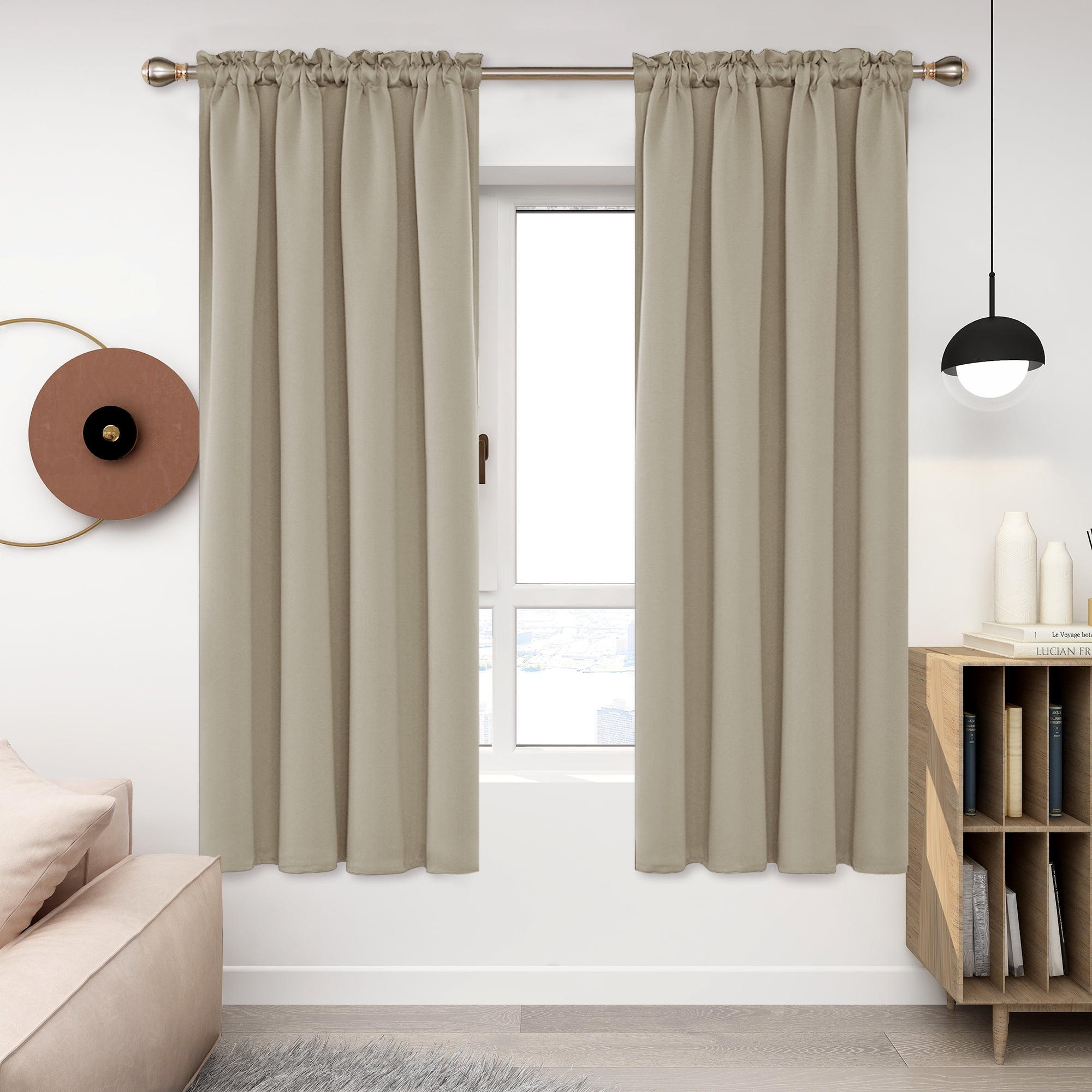 Deconovo Gray Blackout Curtains Rod Pocket Thermal Curtains Outdoor Curtains for 