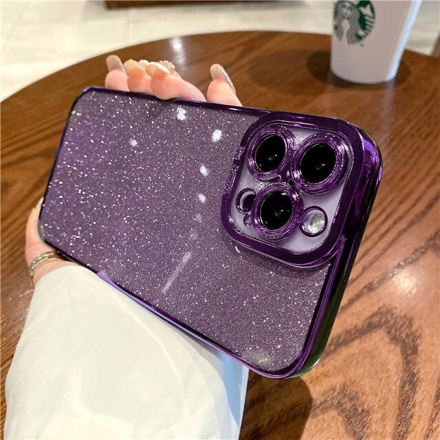 Funda de silicona con purpurina ostentosa chapada en cuadrado de lujo para iPhone 14 13 12 Mini 11 Pro Max X XR XS 7 8 Plus SE2022, funda suave con lentejuelas Deng Xun unisex