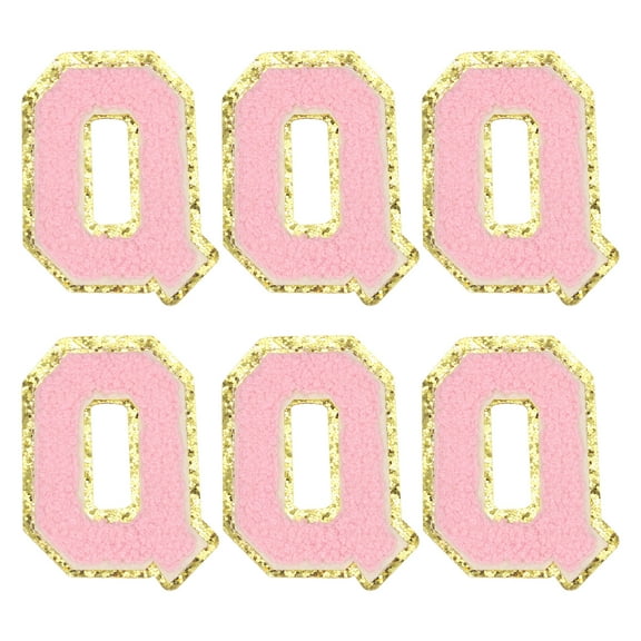 Uxcell Chenille Letter Patches 3.1" Alphabet Q Iron on Embroidered Patch for Clothing(Pink, Pack of 6)